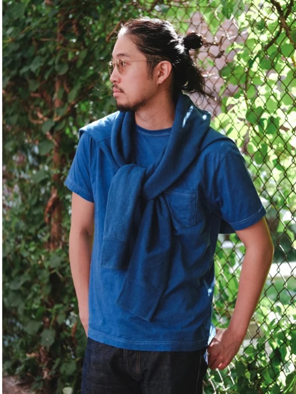 3sixteen Indigo Garment Dye Crewneck Tee Shirt L
